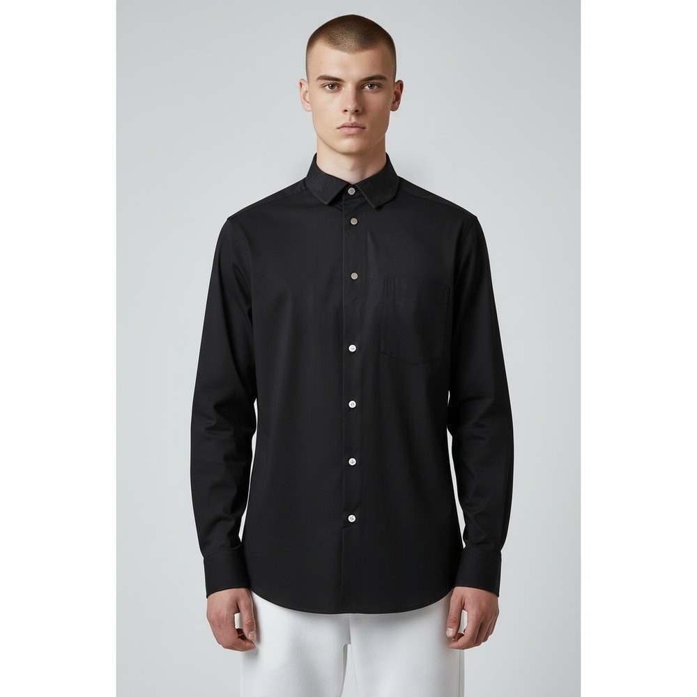Croft & Barrow Essentials Mens Black Classic Fit Button Down Shirt 16 34/35